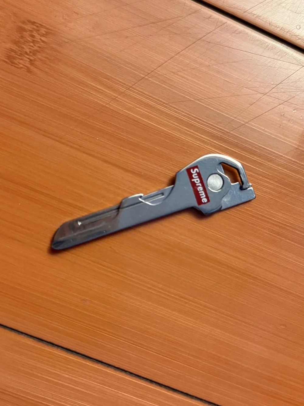 Supreme Silver Key Multi-Tool with Red Logo - Men Accessories